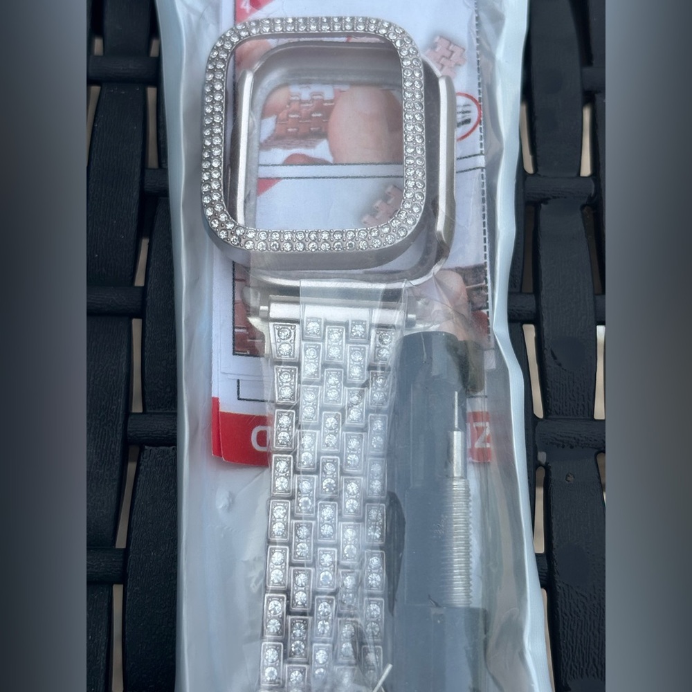 Silver Rhinestone Apple Watch band and case